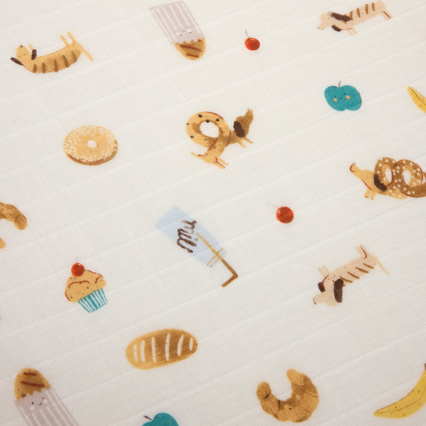 Drap Contour pour Lit de Bébé - Mousseline Bambou Déjeuner-Loulou Lollipop-LLP-CRIBFBK-CLÉMENT